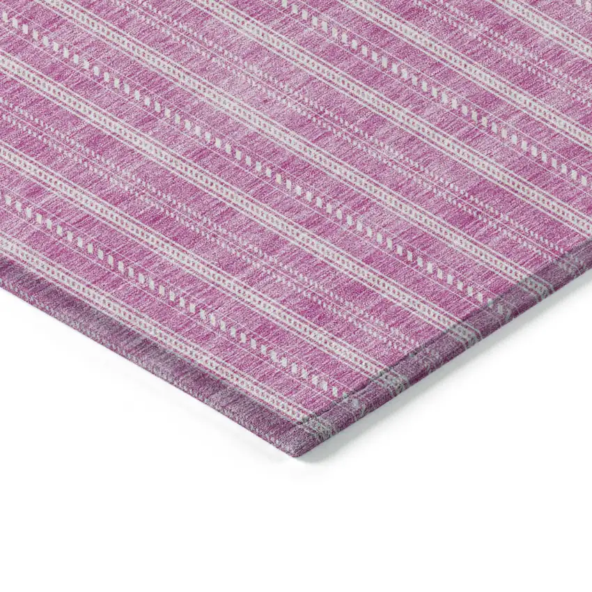 Blush And Ivory Striped Washable Indoor Outdoor Area Rug Photo 4