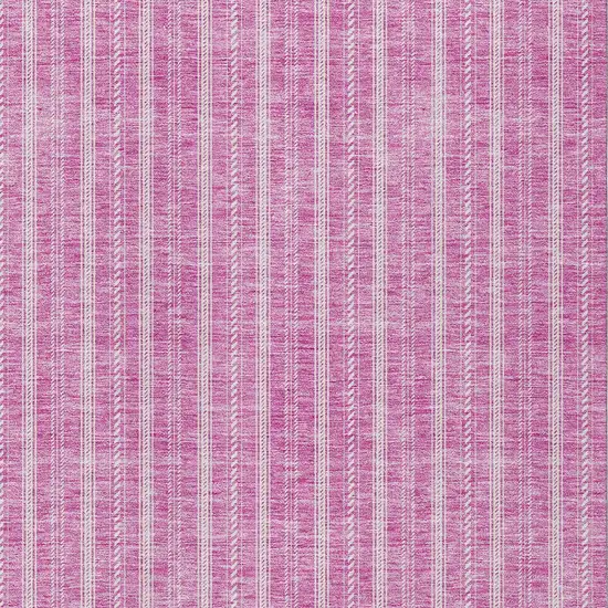 Blush And Ivory Striped Washable Indoor Outdoor Area Rug Photo 5