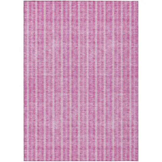 Blush And Ivory Striped Washable Indoor Outdoor Area Rug Photo 2