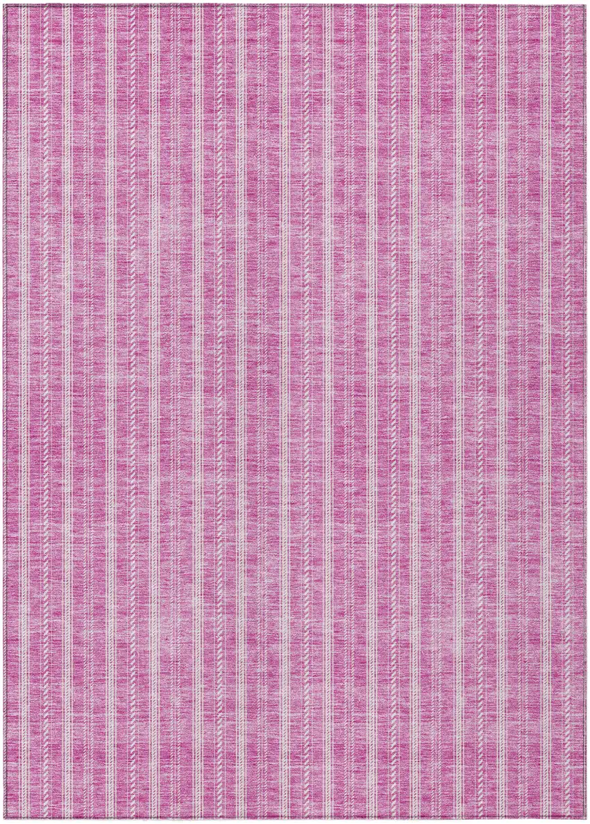Blush And Ivory Striped Washable Indoor Outdoor Area Rug Photo 2