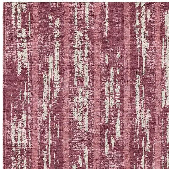 Blush And Ivory Striped Washable Indoor Outdoor Area Rug Photo 6