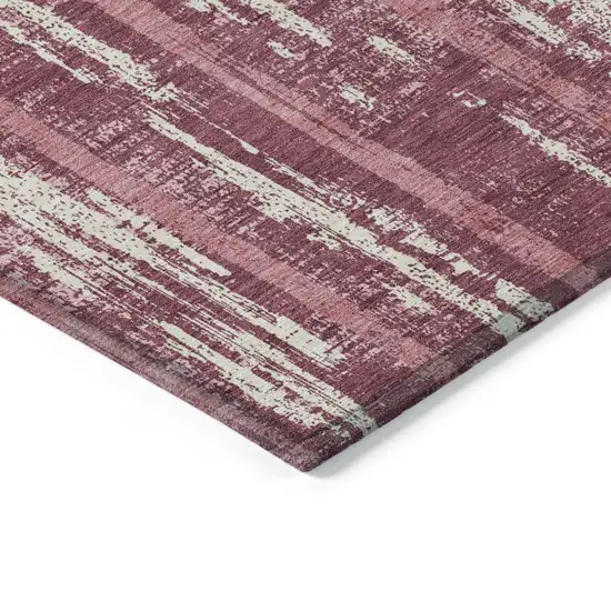 Blush And Ivory Striped Washable Indoor Outdoor Area Rug Photo 5