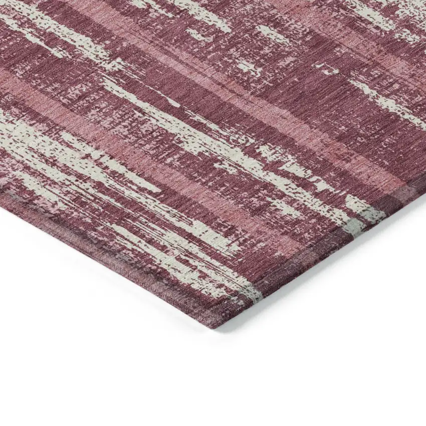 Blush And Ivory Striped Washable Indoor Outdoor Area Rug Photo 5
