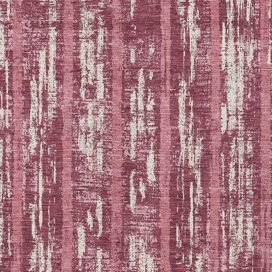 Blush And Ivory Striped Washable Indoor Outdoor Area Rug Photo 6