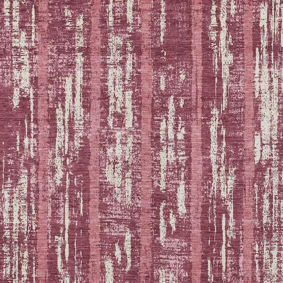 Blush And Ivory Striped Washable Indoor Outdoor Area Rug Photo 6