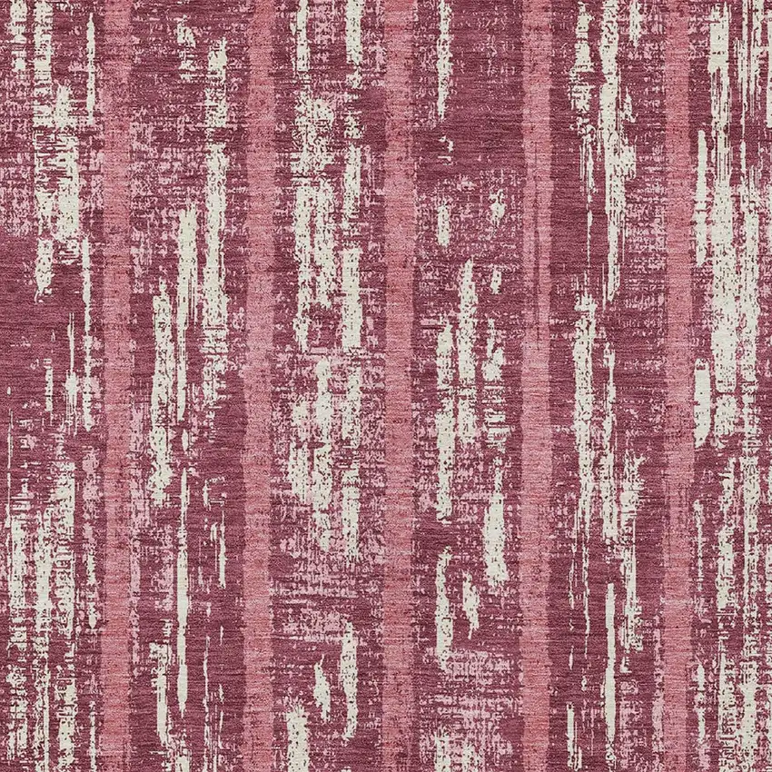 Blush And Ivory Striped Washable Indoor Outdoor Area Rug Photo 6