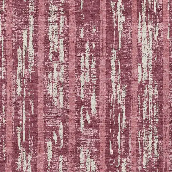 Blush And Ivory Striped Washable Indoor Outdoor Area Rug Photo 6