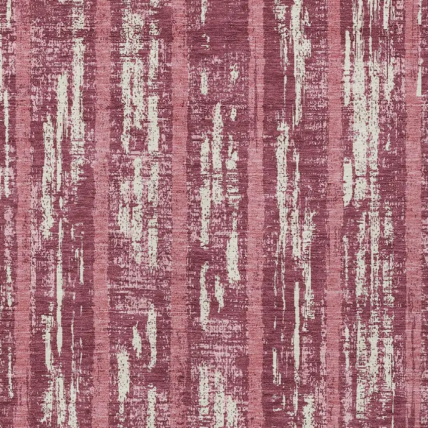 Blush And Ivory Striped Washable Indoor Outdoor Area Rug Photo 6