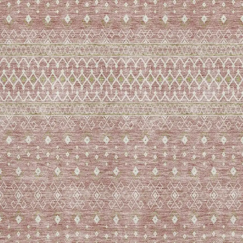 Blush And Ivory Tribal Washable Area Rug With UV Protection Photo 3