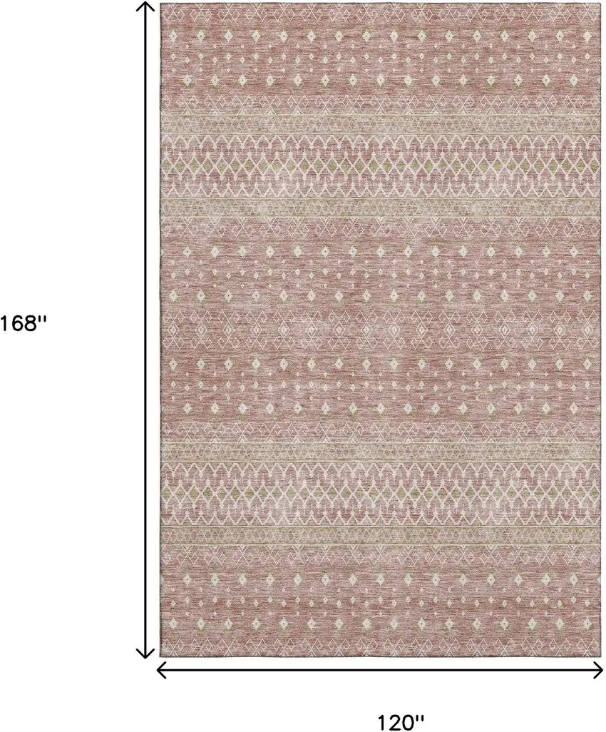 Blush And Ivory Tribal Washable Area Rug With UV Protection Photo 3