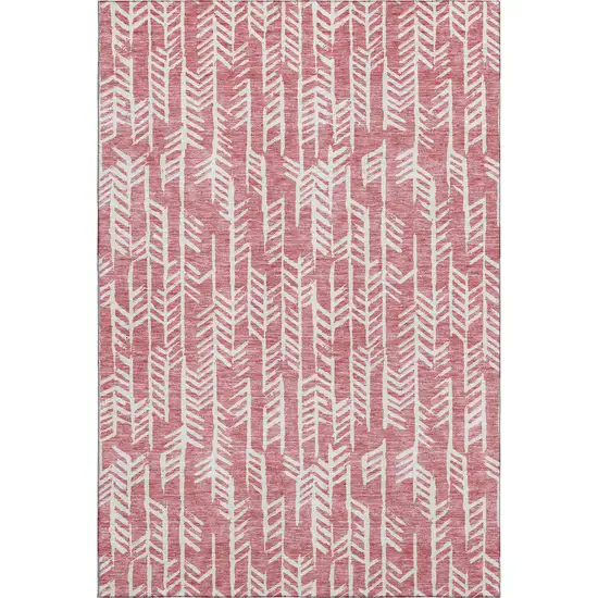 Blush And Ivory Tribal Washable Area Rug With UV Protection Photo 1