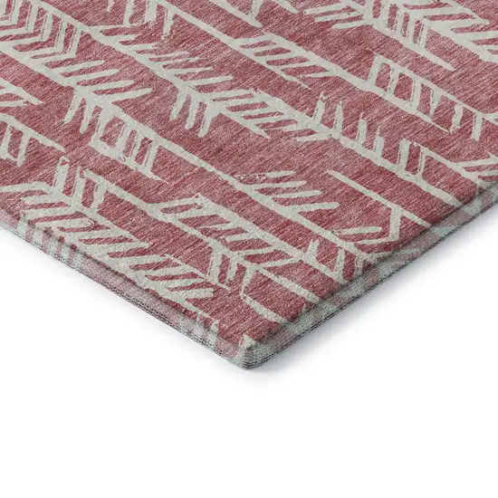 Blush And Ivory Tribal Washable Area Rug With UV Protection Photo 8