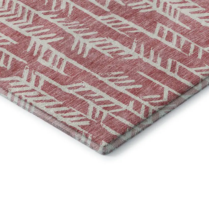 Blush And Ivory Tribal Washable Area Rug With UV Protection Photo 8