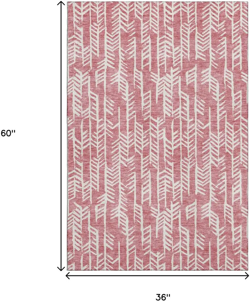 Blush And Ivory Tribal Washable Area Rug With UV Protection Photo 3
