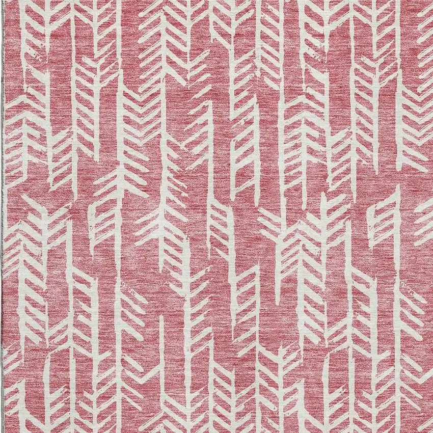 Blush And Ivory Tribal Washable Area Rug With UV Protection Photo 3