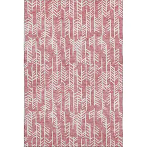 Photo of Blush And Ivory Tribal Washable Area Rug With UV Protection
