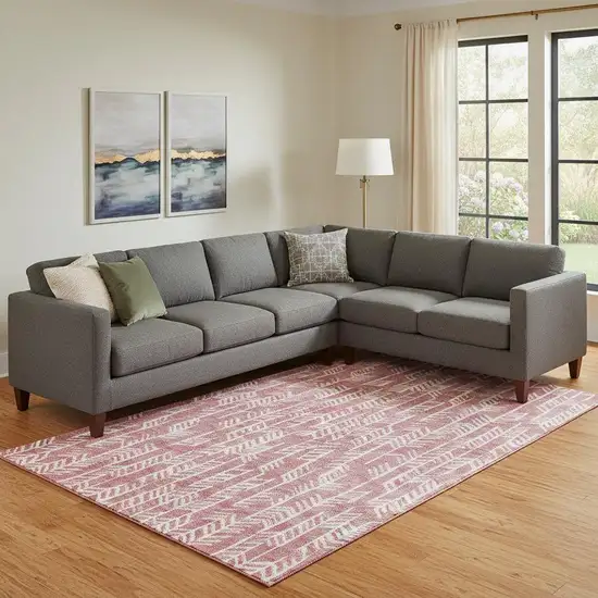 Blush And Ivory Tribal Washable Area Rug With UV Protection Photo 1