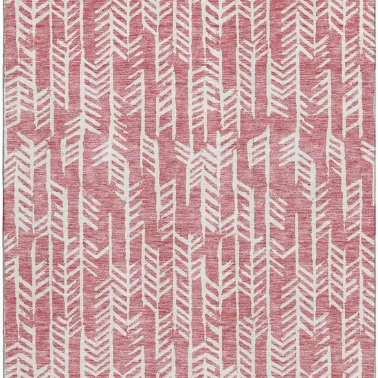 Blush And Ivory Tribal Washable Area Rug With UV Protection Photo 3