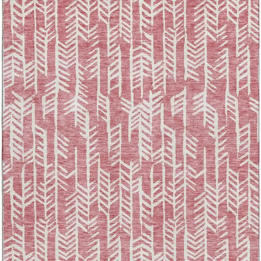 Blush And Ivory Tribal Washable Area Rug With UV Protection Photo 3