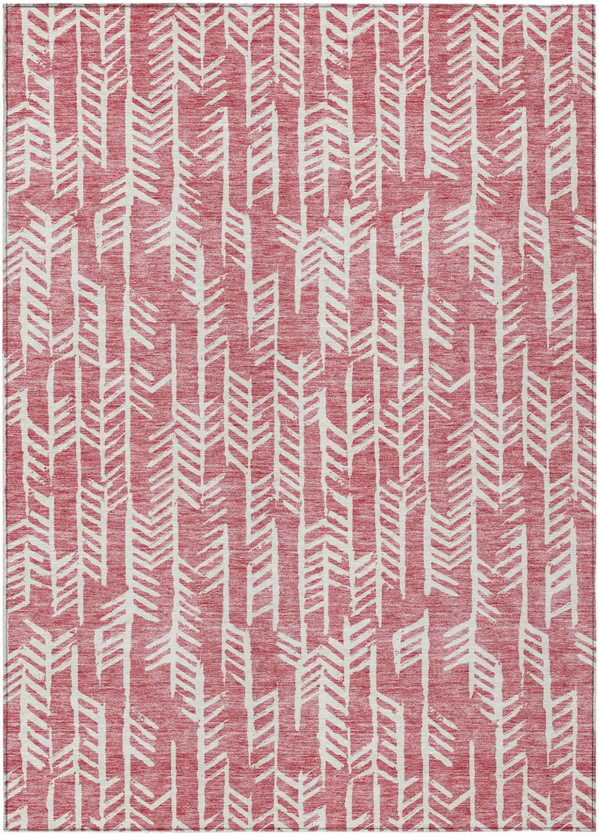 Blush And Ivory Tribal Washable Indoor Outdoor Area Rug Photo 2