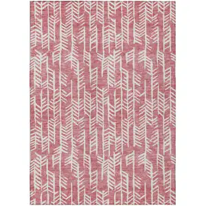 Photo of Blush And Ivory Tribal Washable Indoor Outdoor Area Rug
