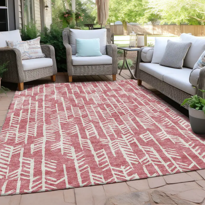Blush And Ivory Tribal Washable Indoor Outdoor Area Rug Photo 9