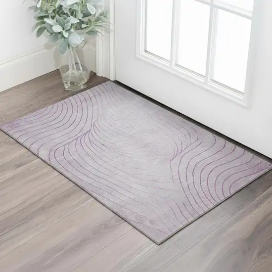 Blush And Linen Abstract Washable Area Rug With UV Protection Photo 2