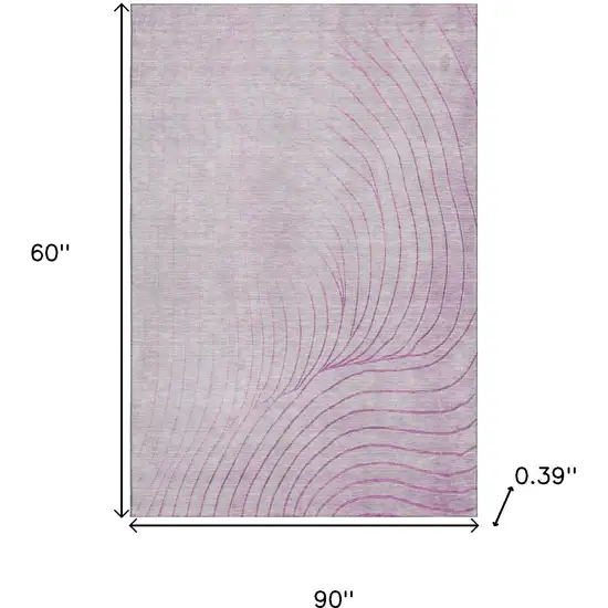 Blush And Linen Abstract Washable Area Rug With UV Protection Photo 9