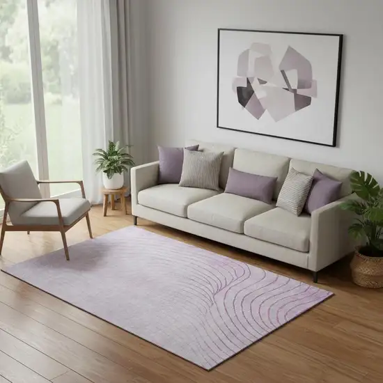 Blush And Linen Abstract Washable Area Rug With UV Protection Photo 2