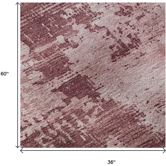 Blush And Mauve Abstract Washable Area Rug With UV Protection Photo 9