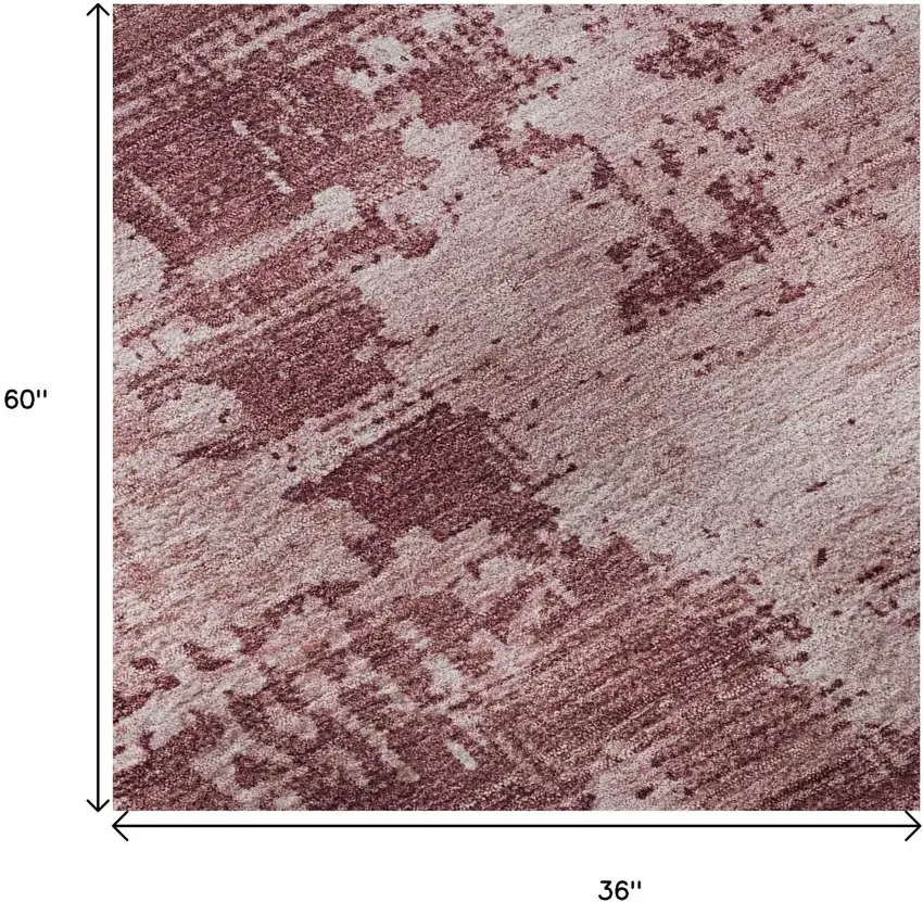 Blush And Mauve Abstract Washable Area Rug With UV Protection Photo 9