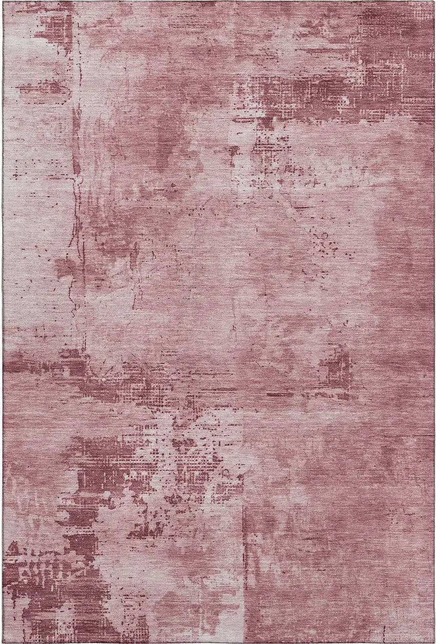 Blush And Mauve Abstract Washable Area Rug With UV Protection Photo 5