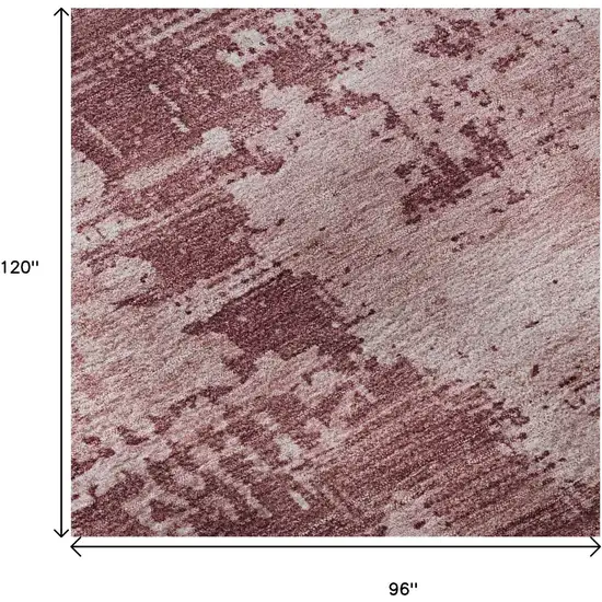 Blush And Mauve Abstract Washable Area Rug With UV Protection Photo 9