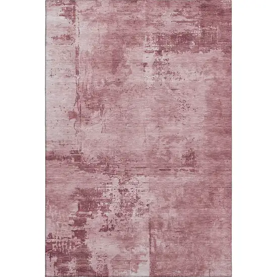 Blush And Mauve Abstract Washable Area Rug With UV Protection Photo 5