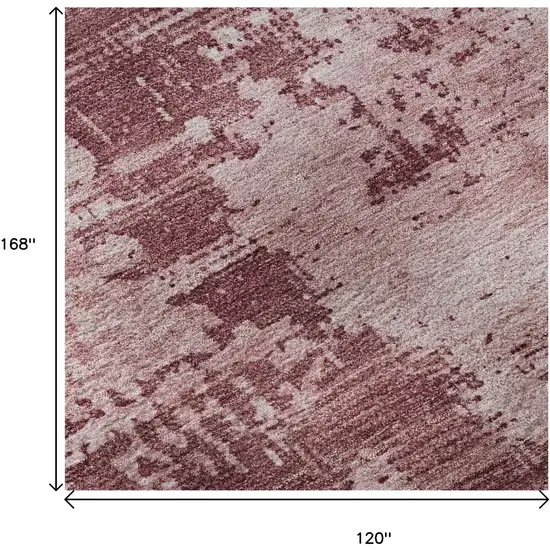 Blush And Mauve Abstract Washable Area Rug With UV Protection Photo 8