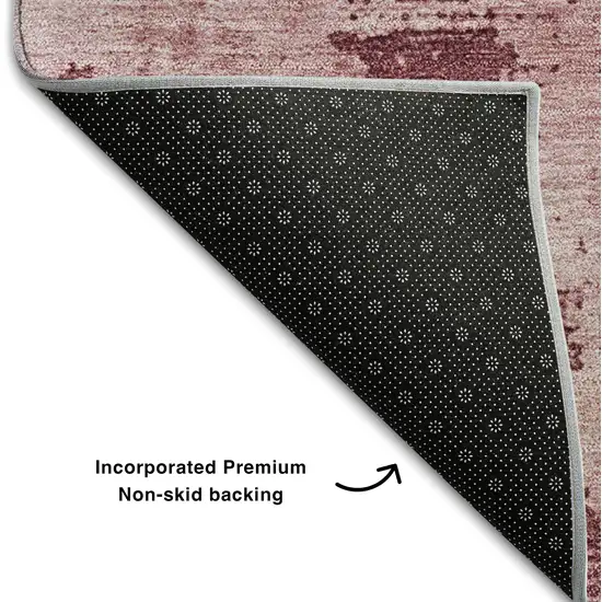 Blush And Mauve Abstract Washable Area Rug With UV Protection Photo 5