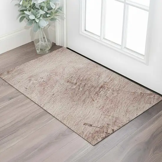 Blush And Mauve Abstract Washable Area Rug With UV Protection Photo 2