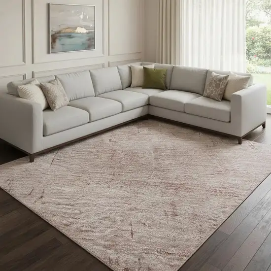 Blush And Mauve Abstract Washable Area Rug With UV Protection Photo 2