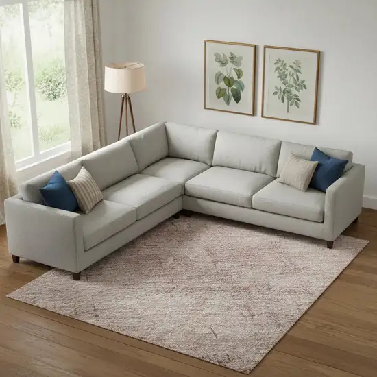 Blush And Mauve Abstract Washable Area Rug With UV Protection Photo 2