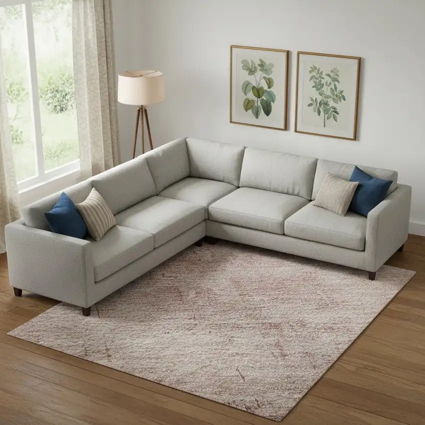 Blush And Mauve Abstract Washable Area Rug With UV Protection Photo 2