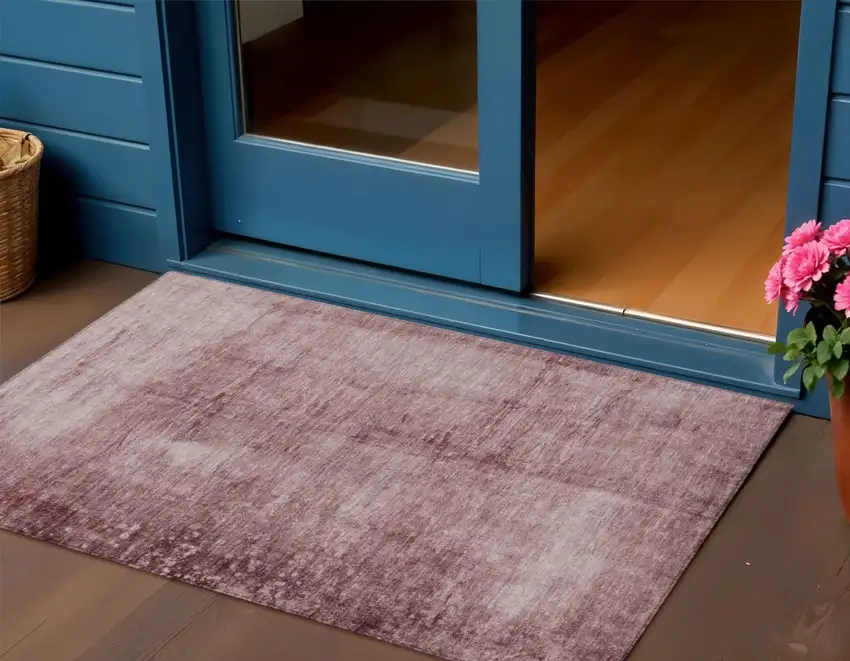 Blush And Mauve Abstract Washable Indoor Outdoor Area Rug Photo 2