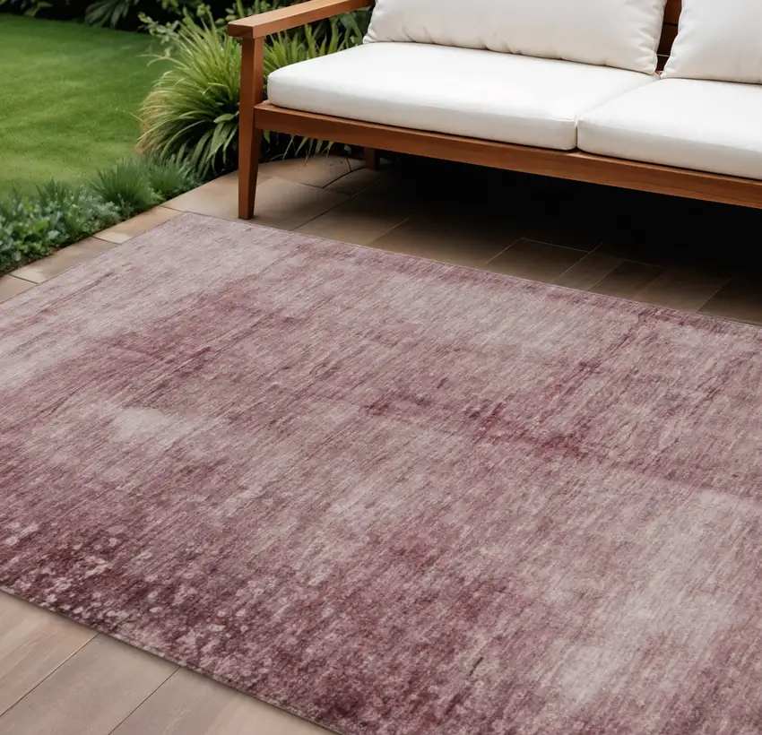 Blush And Mauve Abstract Washable Indoor Outdoor Area Rug Photo 1