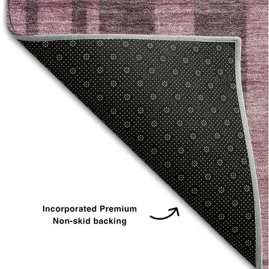 Blush And Mauve Striped Washable Area Rug With UV Protection Photo 6