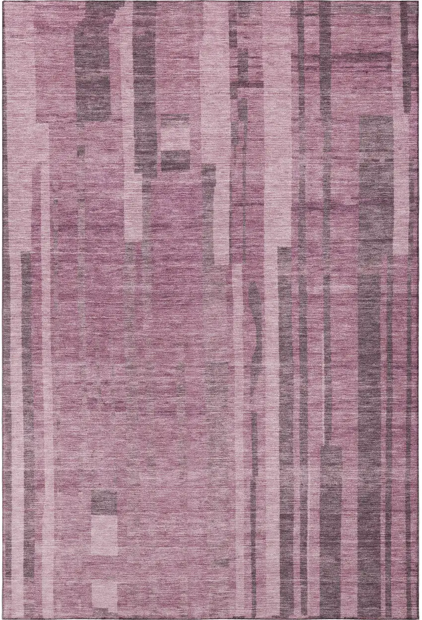 Blush And Mauve Striped Washable Area Rug With UV Protection Photo 3
