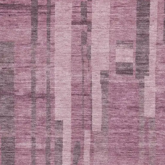Blush And Mauve Striped Washable Area Rug With UV Protection Photo 2