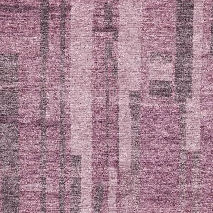 Blush And Mauve Striped Washable Area Rug With UV Protection Photo 2