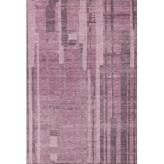 Blush And Mauve Striped Washable Area Rug With UV Protection Photo 3
