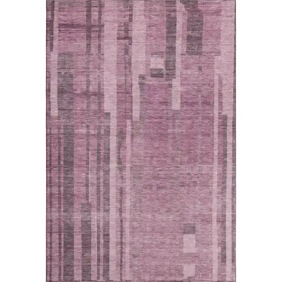 Blush And Mauve Striped Washable Area Rug With UV Protection Photo 1