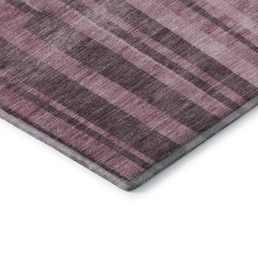 Blush And Mauve Striped Washable Area Rug With UV Protection Photo 7
