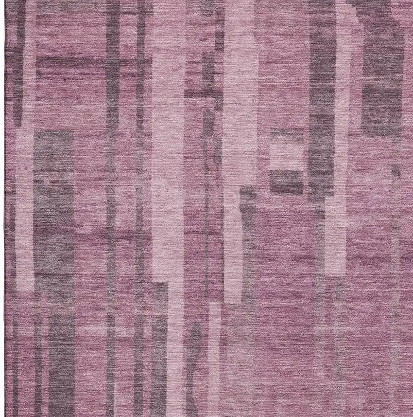 Blush And Mauve Striped Washable Area Rug With UV Protection Photo 3